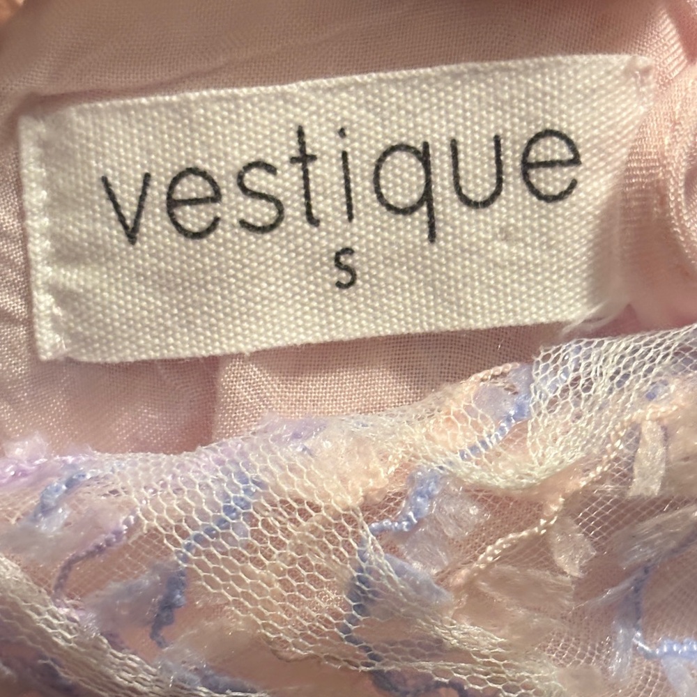 Vestique Pink Purple Textured Sleeveless Square Coquette Fairy Maxi Dress Small - Picture 8 of 8